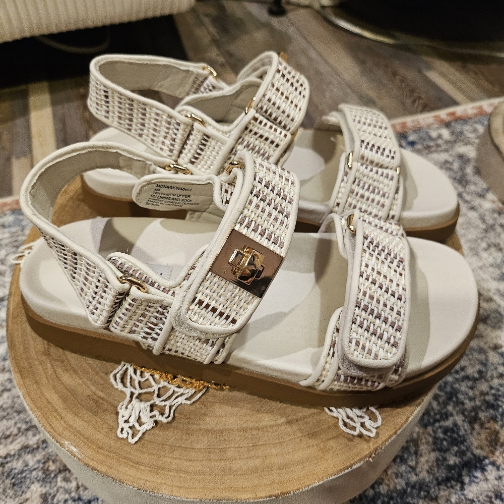 Steve Madden Cream Woven Sandals